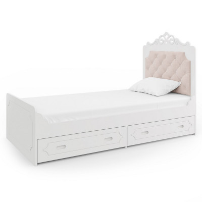 "Классика" Кровать с мягким изголовьем, ящики справа. 180х90 см